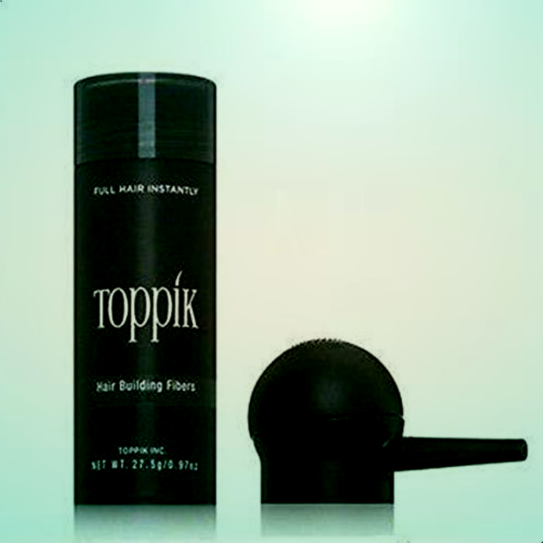 AuraBlissCare Toppik Hair Building Fibers, Keratin-Derived Fibres for Naturally Thicker Looking Hair, Cover bald spot - Black 27.5 gm with Spray Applicator, Combo Pack